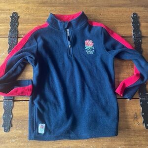 Kids England Rugby Blue 1/4 Zip Fleece Pullover Jacket Official Size 10